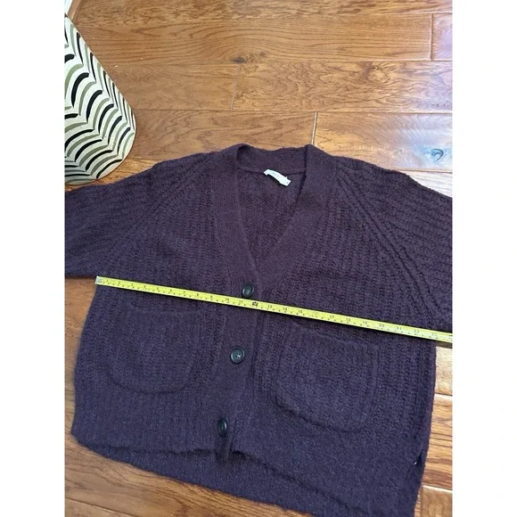 A.L.C. Burgundy Cleveland V-Neck Ribbed-Knit Cardigan Size M Retail$325 - Picture 7 of 16